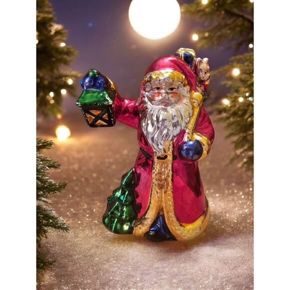 Christmas Fantasy Ltd Wonderland Lantern Santa Coll Ceramic Santa 5" Metallic - Picture 1 of 6